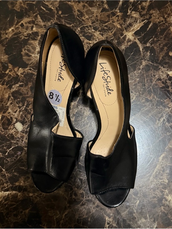 Life Stride Shoes - Life Stride Black Open-Toe Women's Heels
